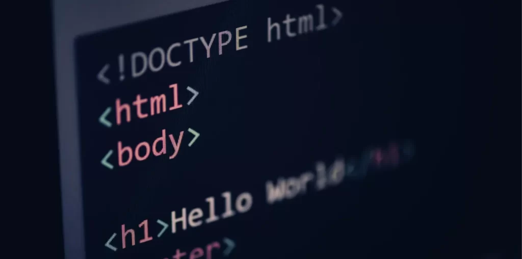 Tela com código HTML