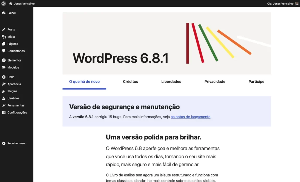Tela WordPress