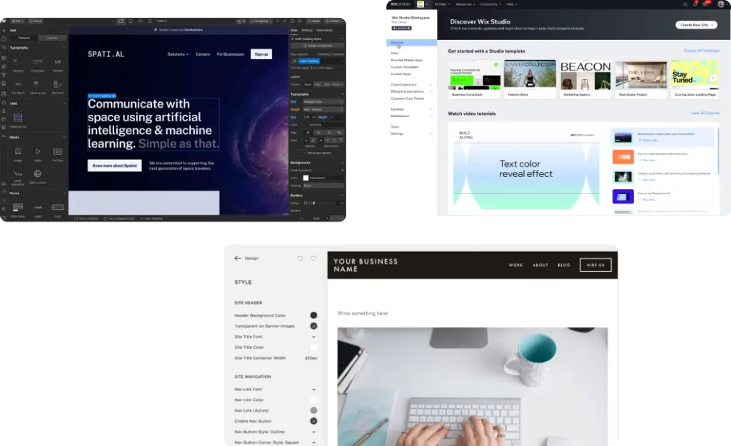 Wix, Squarespace, Webflow